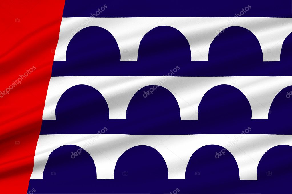 Flag of Des Moines is the capital of Iowa state, United States. 3D illustration
