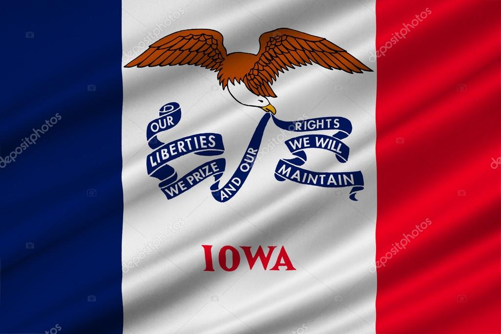 Flag of Iowa state of United States. 3D illustration