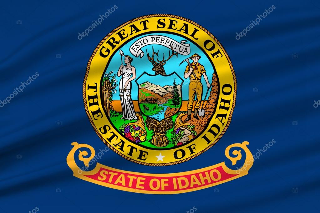 Flag of Idaho state in the northwestern region of the United States. 3D illustration