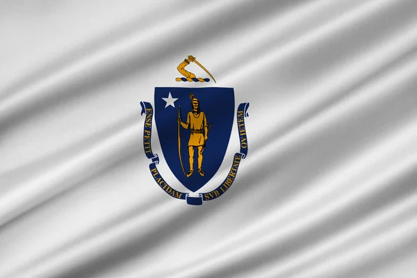 Massachusetts, Amerikai Egyesült Államok zászlaja — Stock Fotó