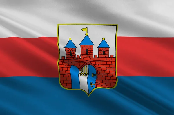 Flaga z Bydgoszczy w województwie kujawsko pomorskim, w Polsce — Zdjęcie stockowe