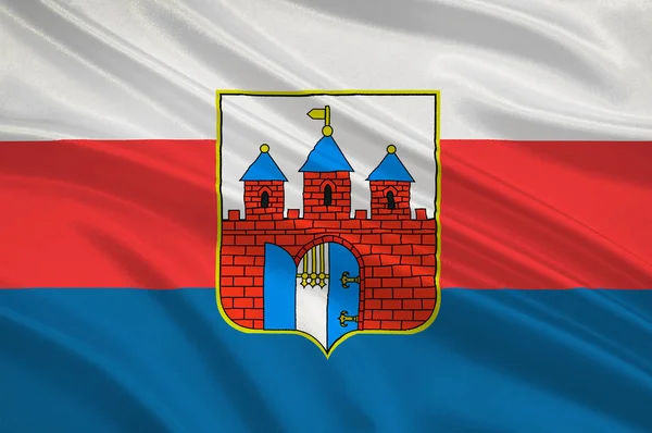 Bydgoszcz-Kujávia-Pomerániai Vajdaság, Lengyelország zászlaja — Stock Fotó