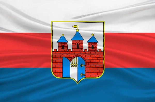 Vlag van Bydgoszcz in Polen woiwodschap Kujavië-Pommeren — Stockfoto