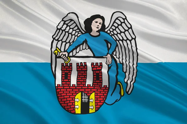 Vlag van Torun in het Poolse woiwodschap Kujavië-Pommeren — Stockfoto