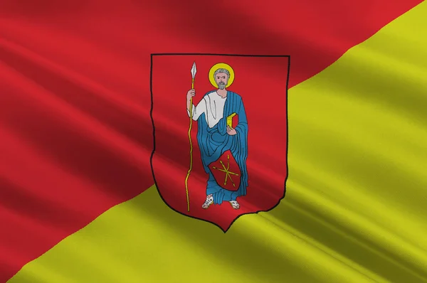 Flaga miasta Zamość w południowo-wschodniej Polsce — Zdjęcie stockowe