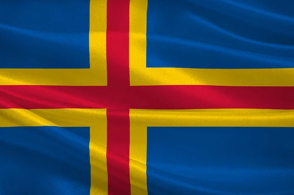 Flag Of Aland Islands is a region of Finland — Stock Photo, Image