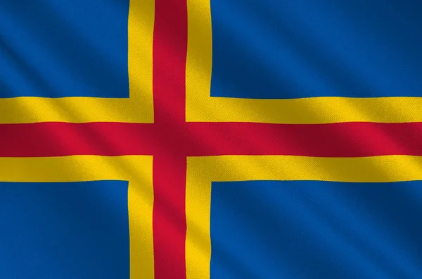 Flag Of Aland Islands is a region of Finland — Stock Photo, Image