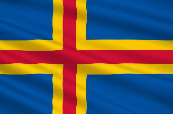 Flag Of Aland Islands is a region of Finland — Stock Photo, Image