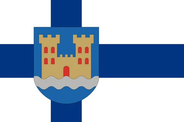 Flag Of Kajaani es una ciudad y municipio de Finlandia. —  Fotos de Stock