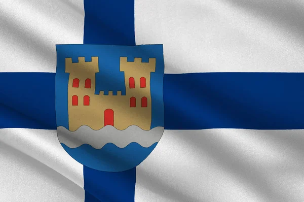 Vlajka z Kajaani je město a obec ve Finsku — Stock fotografie