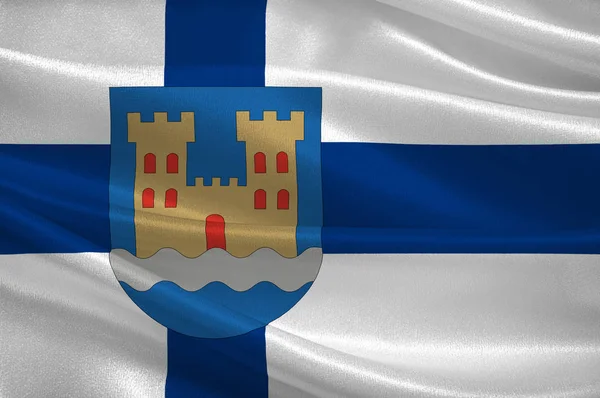 Flag Of Kajaani is a town and municipality in Finland — Stock Photo, Image