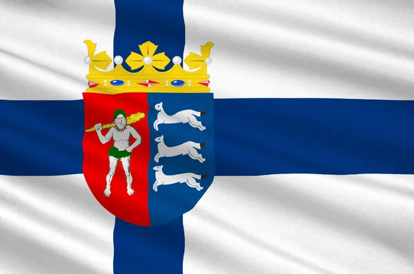 在芬兰的拉普兰省的旗帜 — 图库照片