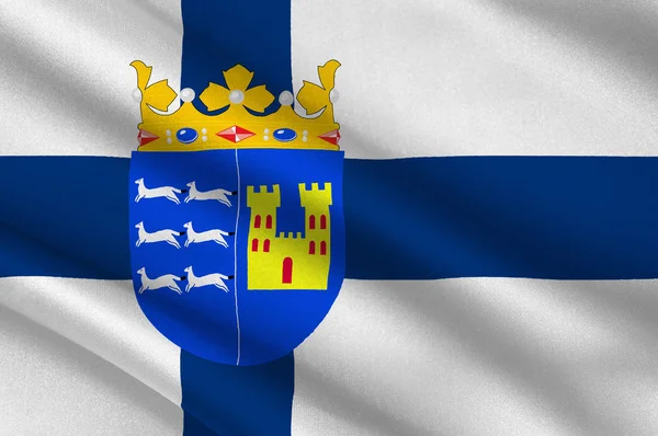 Flaga prowincji Oulu w Finlandii — Zdjęcie stockowe