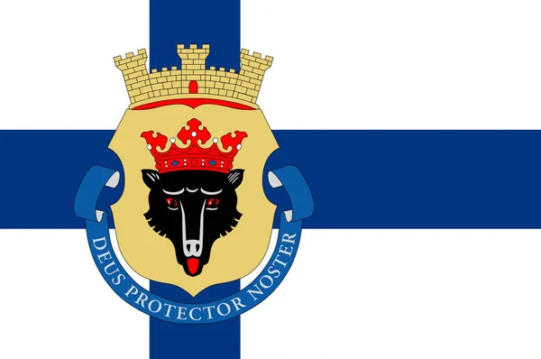 Прапор Pori — місто і муніципалітет, у Satakunta, Fin — стокове фото