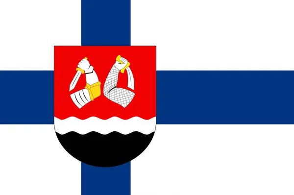 Drapeau De La région De La Carélie Du Sud En Finlande — Photo