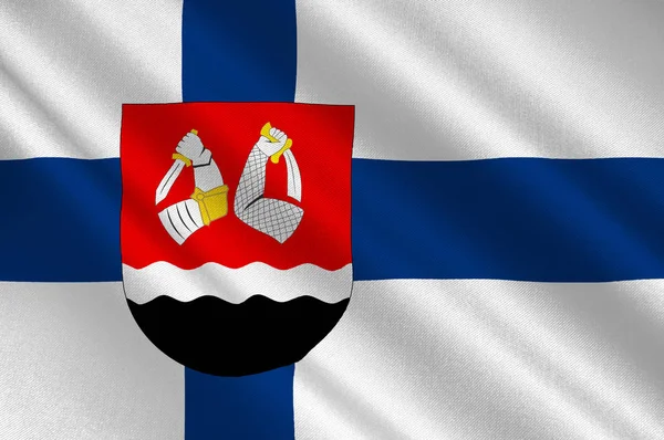 Finn zászló South Karelia régió — Stock Fotó