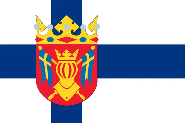 Прапор південно-заході Фінляндії, також відомий на англійській мові Prop Фінляндії — стокове фото