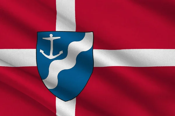 オーフス デンマークのユトランド半島の中央地域の旗 — ストック写真