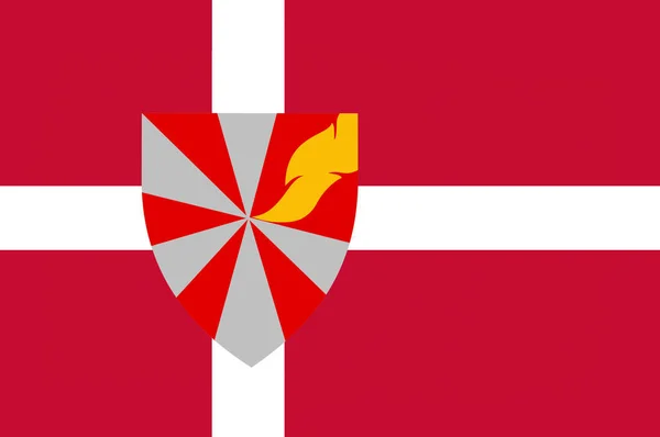 デンマークのユトランド半島の中央地域の Ikast Brande の旗 — ストック写真