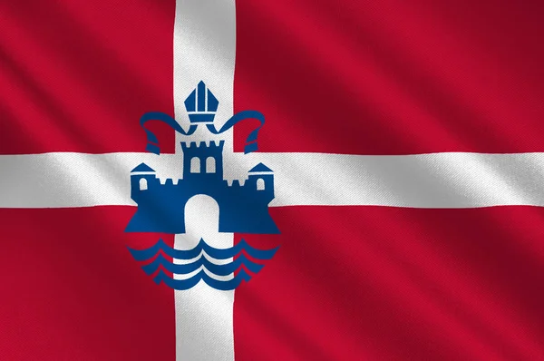 デンマークのユトランド半島の中央地域でシルケボーの旗 — ストック写真