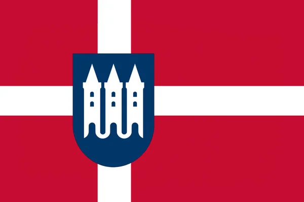 Vlajka Skanderborg v centrální oblasti Dánska — Stock fotografie