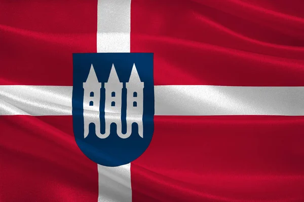 デンマークのユトランド半島の中央地域のスカネルボルの旗 — ストック写真