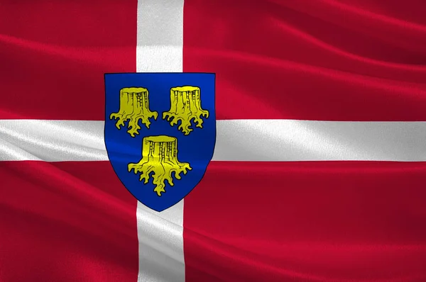 Drapeau de Allerod Kommune est une municipalité au Danemark — Photo