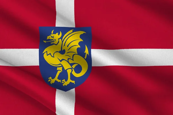 보 른 홀 름에서 덴마크의 국기 — 스톡 사진
