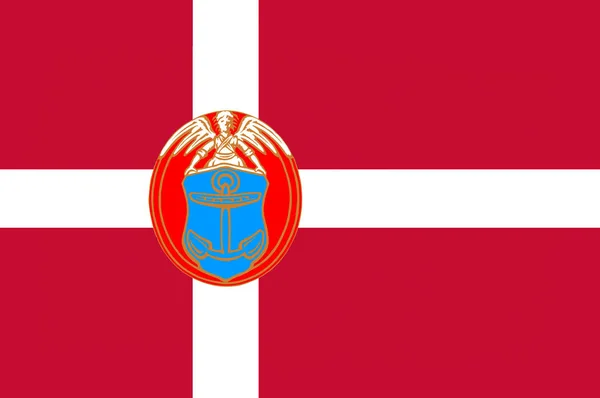 Vlajka Dragor je obec v Rakousku v Dánsku — Stock fotografie