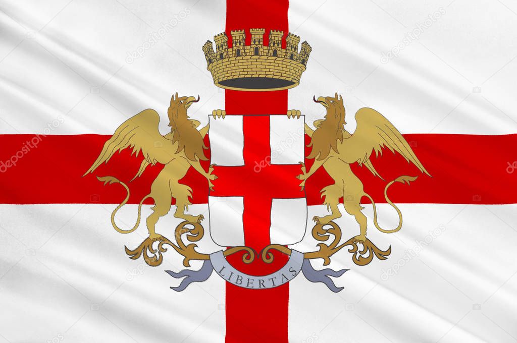 Flag of Genoa, Liguria, Italy