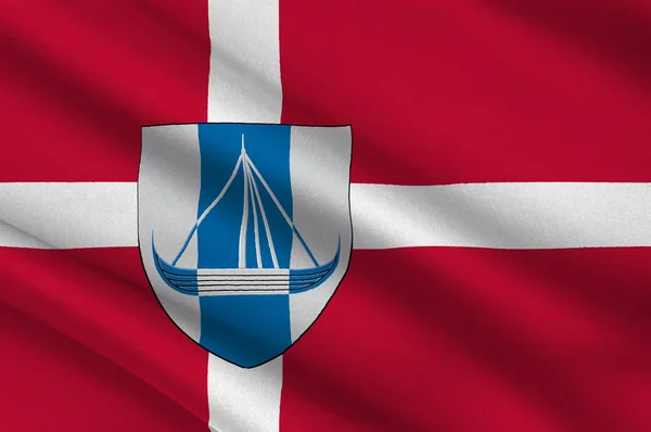 Frederikssund の旗はデンマークの自治体です。 — ストック写真