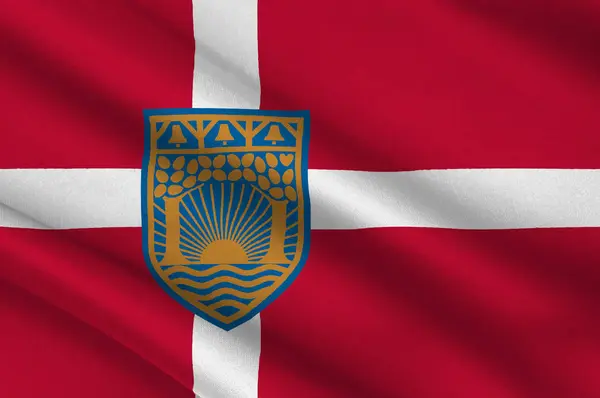 国旗的措是在丹麦的一个自治市 — 图库照片