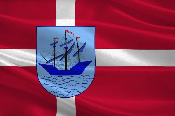 Helsingoer の旗はデンマークの自治体です。 — ストック写真