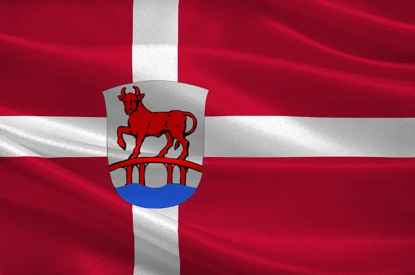 Bandeira de Rodovre é um município da Dinamarca — Fotografia de Stock
