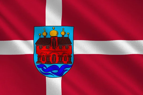 Flagge von Aalborg in Nordjütland — Stockfoto