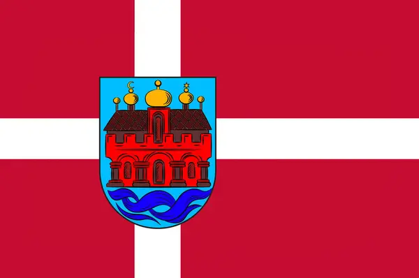 Drapeau d'Aalborg dans la région du Jutland du Nord du Danemark — Photo