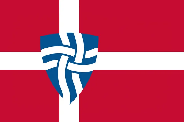 Mariagerfjord Kuzey Jutland bölgesinde Danimarka bayrağı — Stok fotoğraf