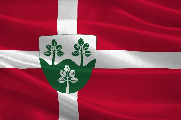 Прапор Rebild, у Північна Ютландія Данії — стокове фото