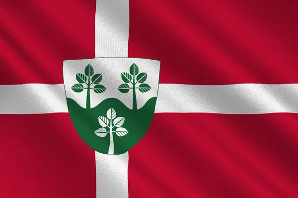 Flaga Rebild w regionie Północnej Jutlandii w Danii — Zdjęcie stockowe