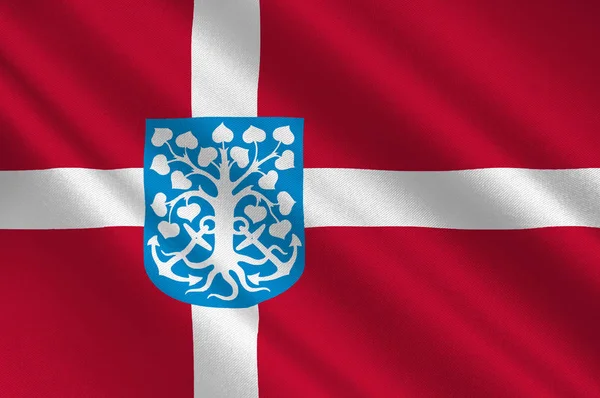 Bandeira de Esbjerg na região sul da Dinamarca — Fotografia de Stock