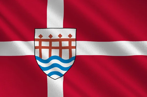 데르 슬 레 우 남 덴마크 지역에서의 국기 — 스톡 사진