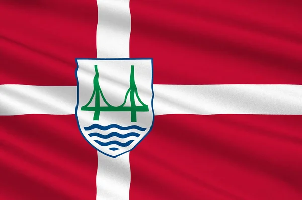 Vlag van Slagelse is een gemeente in de regio van de Seeland in Denemarken — Stockfoto
