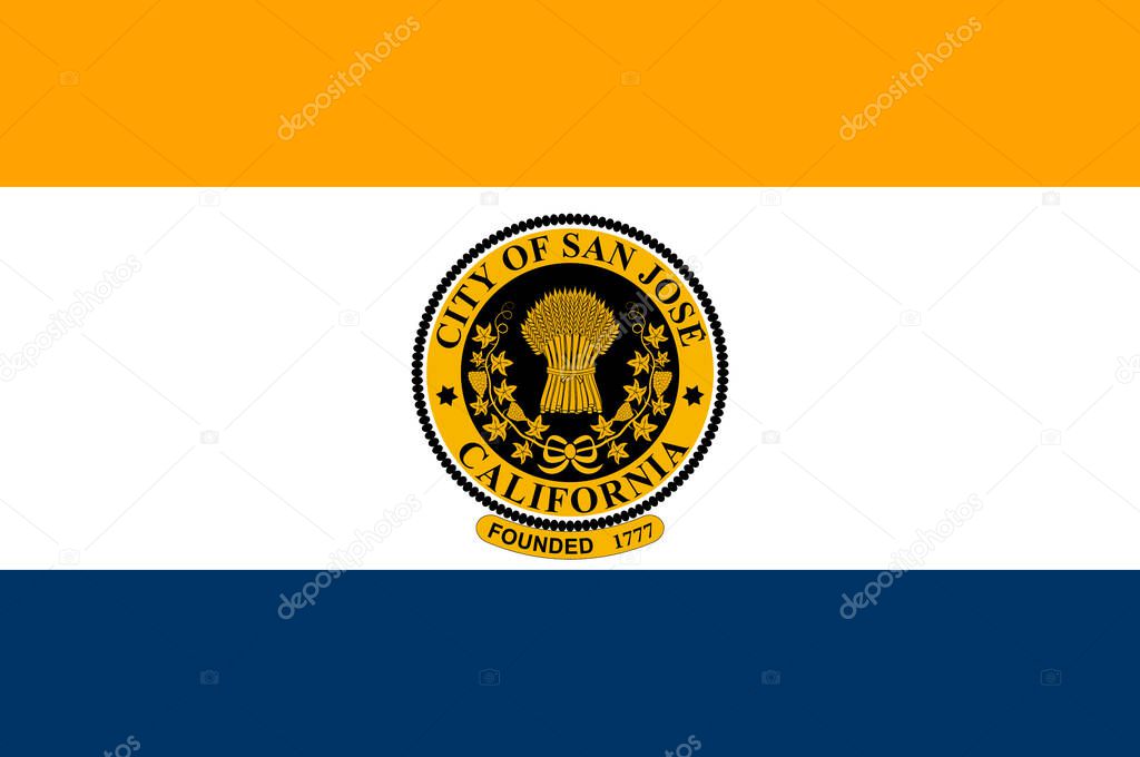 Flag of San Jose in Santa Clara of California, United States