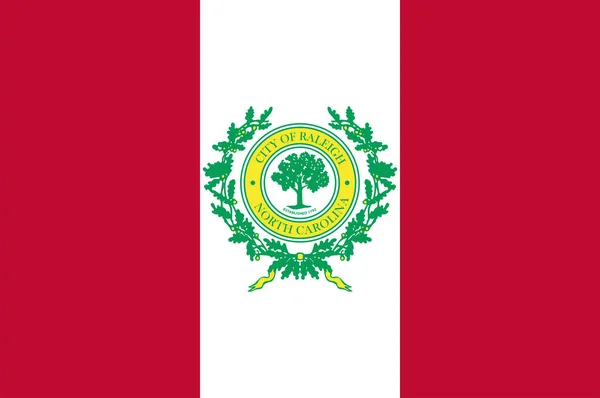노스캐롤라이나주의 롤리의 깃발 (Flag of Raleigh) 은 미국의 주이다. — 스톡 벡터