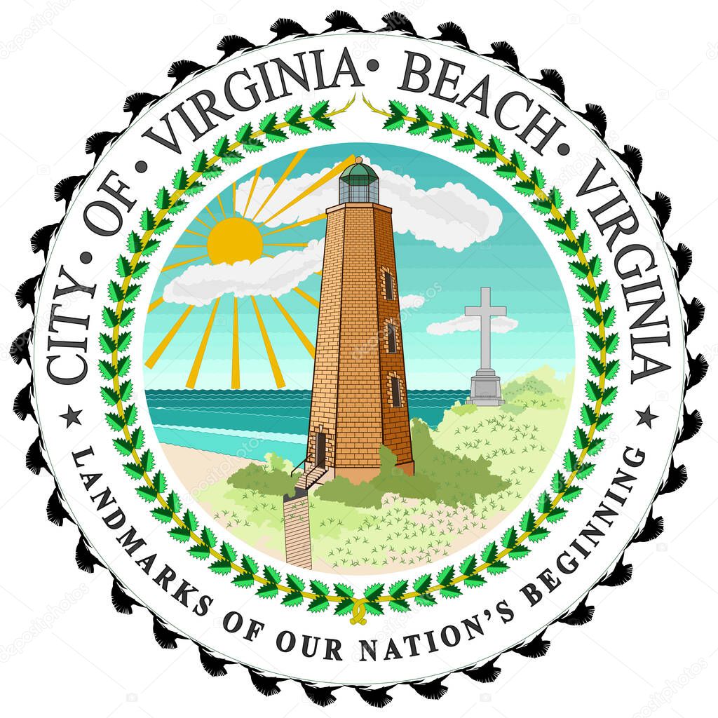 Coat of arms of Virginia Beach in Virginia state of USA