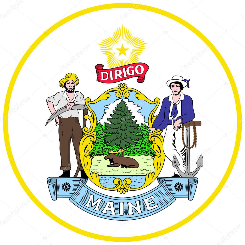 Coat of arms of Maine state of USA