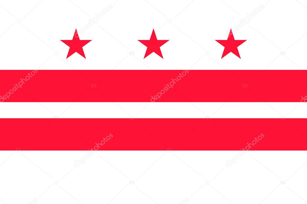 Flag of Washington, D.C. the District of Columbia of USA