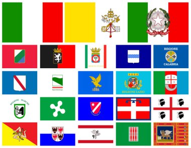Flag of Regions of Italy in alphabetical order clipart