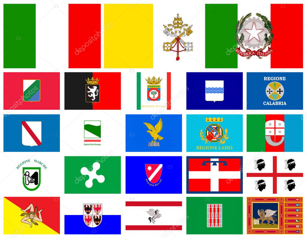 Flag of Regions of Italy in alphabetical order