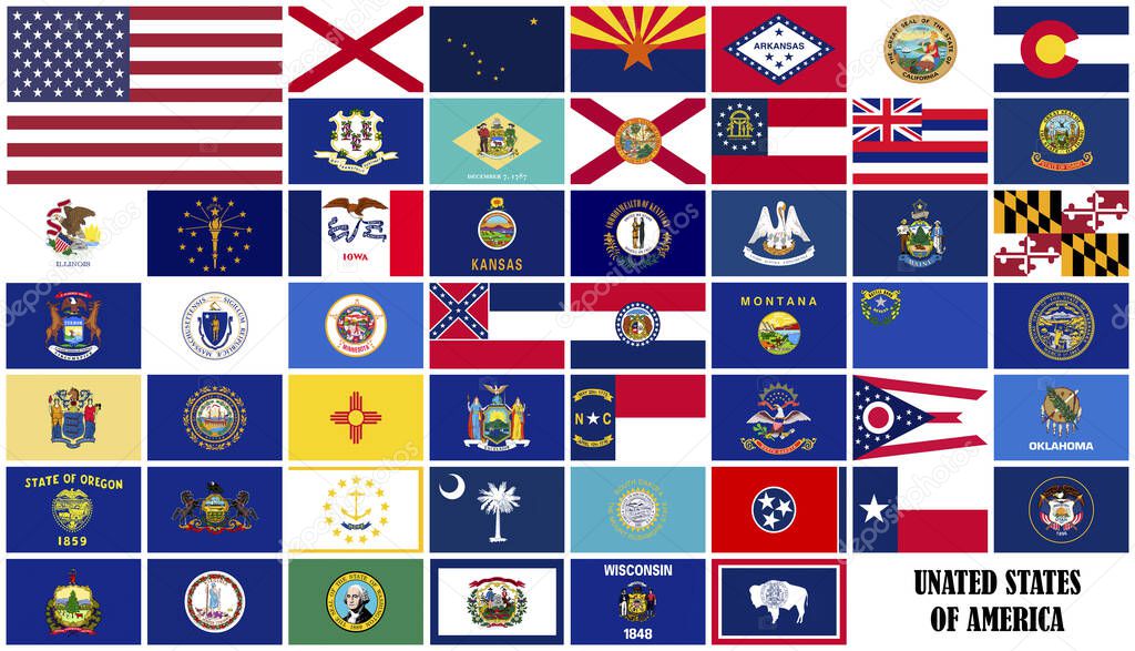 Flag of the United States in alphabetical order